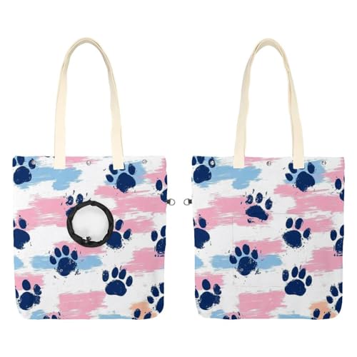 Schultertasche für Hunde und Katzen, Pfotenabdruck, Haustier, Leinen, niedliche Katzentragetasche, tragbare Tragetasche für Kleintierbedarf, Outdoor-Reisen von CHENZZZZ