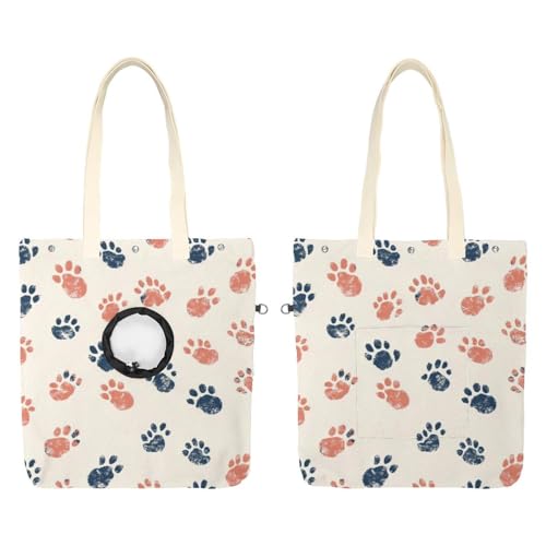 Schultertasche für Hunde und Katzen, Pfotenabdruck, Haustier, Leinen, niedliche Katzentragetasche, tragbare Tragetasche für Kleintierbedarf, Outdoor-Reisen von CHENZZZZ