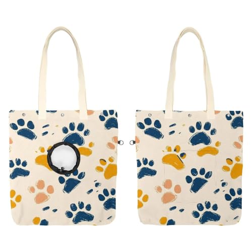 Schultertasche für Hunde und Katzen, Pfotenabdruck, Haustier, Leinen, niedliche Katzentragetasche, tragbare Tragetasche für Kleintierbedarf, Outdoor-Reisen von CHENZZZZ