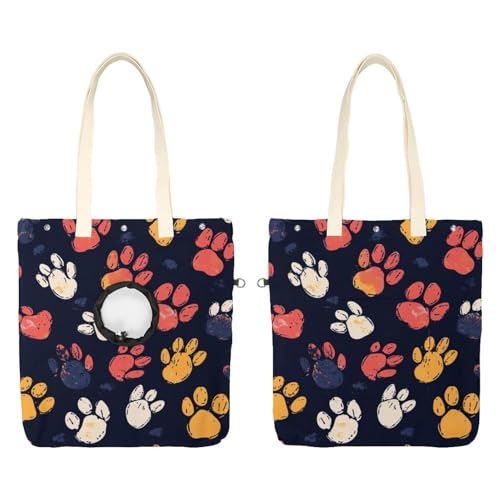 Schultertasche für Hunde und Katzen, Pfotenabdruck, Haustier, Leinen, niedliche Katzentragetasche, tragbare Tragetasche für Kleintierbedarf, Outdoor-Reisen von CHENZZZZ