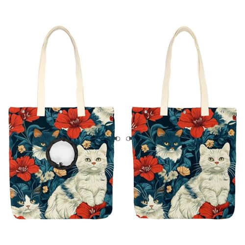 Schultertasche für Katzen und Haustiere, aus Segeltuch, niedliche Katzentragetasche, tragbare Tragetasche für kleine Tiere, Outdoor-Reisen von CHENZZZZ