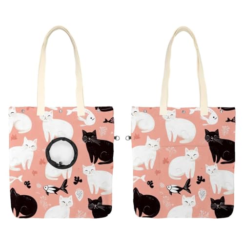 Schwarze braune Katzen (17) Haustier Canvas Schultertasche Katzentragetasche Tragbare Kätzchen & Welpen Tote Komfort Tragetasche für kleine Haustiere von CHENZZZZ