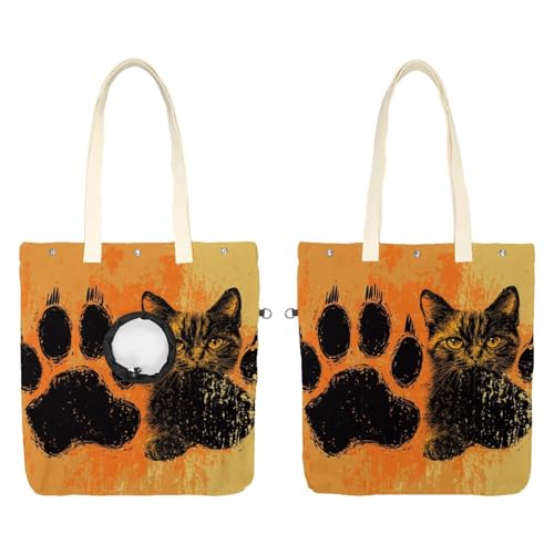 Show Head Pet Canvas Umhängetasche, Hund Katze Pfote Tier Fußabdruck Haustier Out Tasche Outcrop Pet Out Umhängetasche von CHENZZZZ