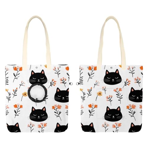 Süße Katze, Blume, Haustier-Schultertasche, niedliche Katzentragetasche, Handtasche, tragbare Tragetasche für kleine Tiere, Outdoor-Reisen von CHENZZZZ