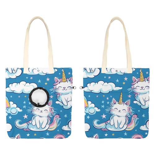 Süße Katze, Einhorn-Haustier-Schultertasche, niedliche Katzentragetasche, Handtasche, tragbare Tragetasche für kleine Tiere, Outdoor-Reisen von CHENZZZZ