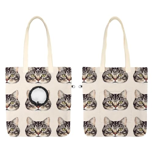 Süße Katze 2 Haustier Schultertasche Tragetasche Canvas Schultertasche Hundetrage Tragbare Katze Kleine Tote Brusttasche von CHENZZZZ