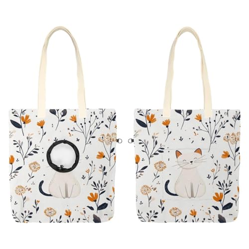 Süße Katzen-Blume (17) Haustier Canvas Schultertasche Katze Tragetasche Tragbare Kätzchen & Welpen Tote Komfort Tragetasche für kleine Haustiere von CHENZZZZ