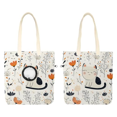 Süße Katzen-Blume (29) Haustier Canvas Schultertasche Katze Tragetasche Tragbare Kätzchen & Welpen Tote Komfort Tragetasche für kleine Haustiere von CHENZZZZ