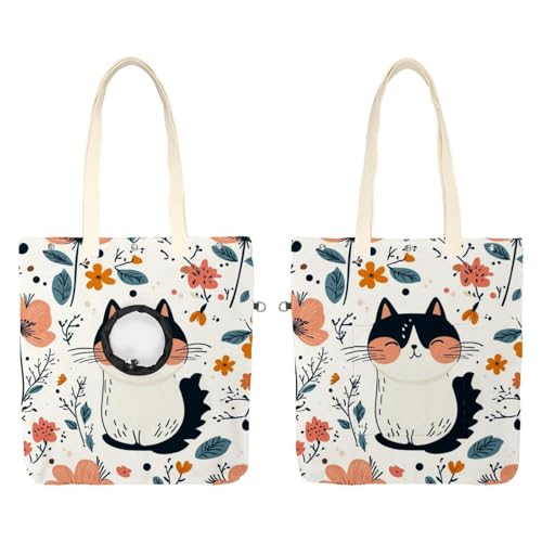 Süße Katzen-Blume (38) Haustier Canvas Schultertasche Katze Tragetasche Tragbare Kätzchen & Welpen Tote Komfort Tragetasche für kleine Haustiere von CHENZZZZ