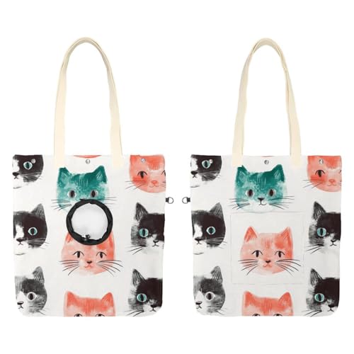 Süße Katzen-Schultertasche aus Segeltuch, Katzentragetasche, tragbare Kätzchen- und Welpen-Tragetasche, bequeme Tragetasche für kleine Haustiere von CHENZZZZ