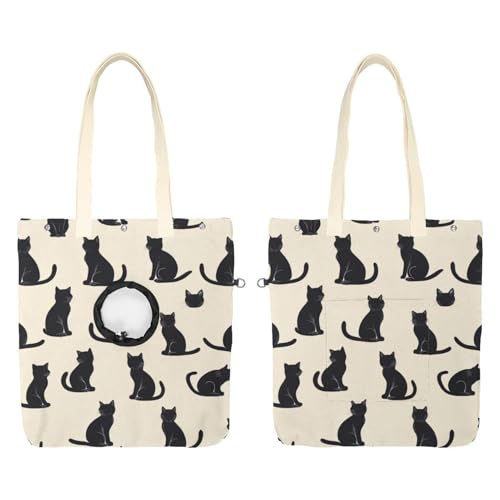 Süße Katzen-Schultertasche aus Segeltuch, niedliche Katzentragetasche, tragbare Tragetasche für kleine Tiere, Outdoor-Reisen von CHENZZZZ