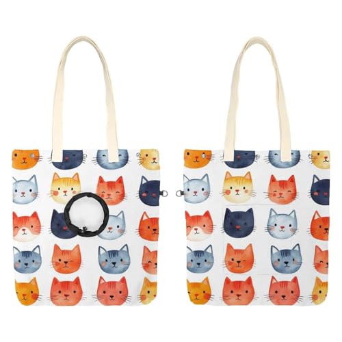 Süße Katzengesichter Haustier Schultertasche Tragetasche Canvas Schultertasche Hundetrage Tragbare Katze Kleine Tote Brusttasche von CHENZZZZ