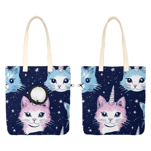 Sweet Cat Einhorn (1) Haustier Canvas Schultertasche Katze Tragetasche Tragbare Kätzchen & Welpen Tote Komfort Tragetasche für kleine Haustiere von CHENZZZZ