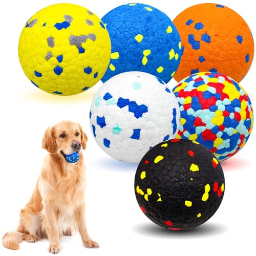 CHEODIN Hundebälle Tennisball für aggressive Kauer (6 Farben), unzerstörbares Kauspielzeug für Hunde, für große, mittelgroße und kleine Welpen, bissfestes Atom. von CHEODIN