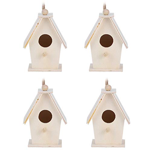 CHEOTIME 4-teiliges Vogelhaus Bausatz Kinder Set, Hängendes Langlebig Vogelhaus Bausatz Klein Vogelhaus Zum Bemalen Vogelhäuschen Für Den Außenbereich Hängendes Vogelhaus von CHEOTIME