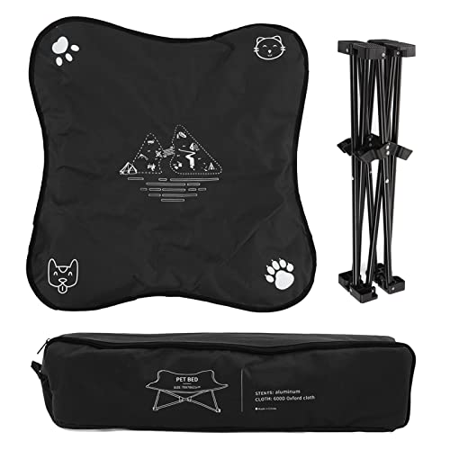 CHEOTIME Erhöhte Hundebetten für große Hunde, erhöhtes Hundebett, faltbar, tragbar, Halterung aus Aluminiumlegierung, weiche Kissen, Hundebetten für Camping im Freien (Black) von CHEOTIME