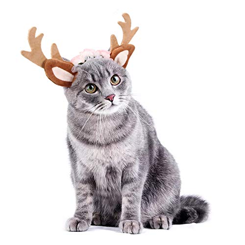 CHEPL Hunde Haustier Stirnband Haustier Rentier Geweih Stirnband Elch-Geweih-Stirnband für Haustiere für Hunde Katzen Weihnachten Cosplay Partei, Verstellbar von CHEPL