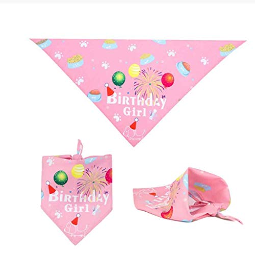 Haustier-Hund, dekoratives Halsband, Geburtstag, Bandanas, Welpenschals, Dreieckslätzchen für Hundejungen/Hund Gir (Color : Pink) (Pink) von CHEWO