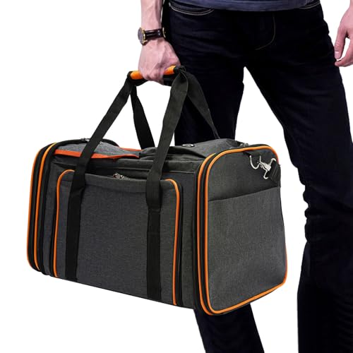 Transporttasche für Katze Hund, Expandierbarer Katzentransporttasche | Hundetragetasche, Faltbare Transportbox für Kleintiere bis 7.5 kg, 48 * 30 * 31cm, Grau von CHFUNE