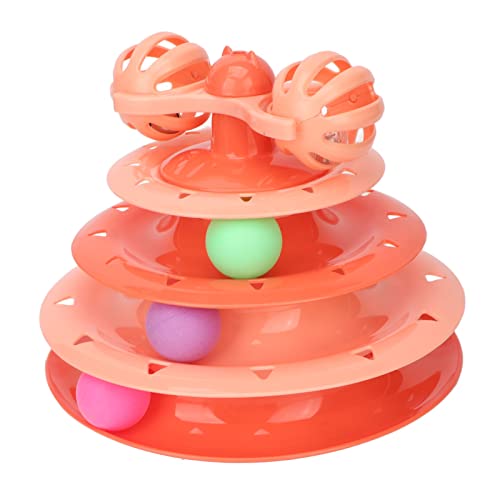 CHICIRIS Pet Track Roller, Interaktiver Mehrzweck-Übungs-Abnehmbarer, Kratzfester Katzen-Plattenspieler-Ball für Zuhause für Katzen (Orange) von CHICIRIS