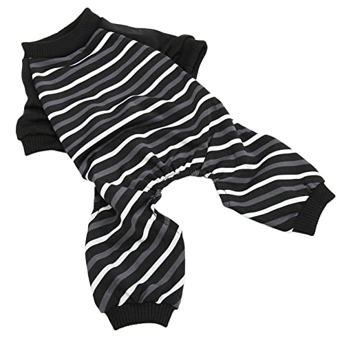 CHICIRIS Hunde-Pyjama-Overall, 4 Beine, Gestreift, Dehnbar, Haustierkleidung, Offener Bauch, Design für Zuhause (L) von CHICIRIS