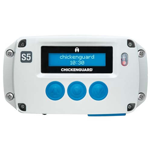 Hühnerklappe Automatisch ChickenGuard S5, Programmierbarer Timer, hebt Geflügeltür/Klappe bis zu 1 kg, Batterie-/Elektrisch Betrieben, Wetterfest, Wintertemperaturen bis -20 °C (Tür Nicht Enthalten) von CHICKENGUARD