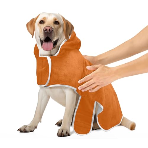 Burnt Orange Super Absorbent Dog Bathrobe Dog Towel Robe Cute Quick Drying Dog Bath Accessories, M von CHIFIGNO