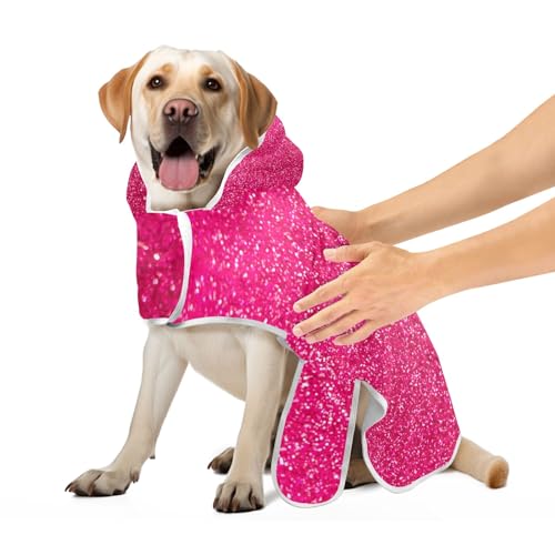 Hot Pink Glitter Dog Robes Lightweight Quick Drying Dog Beach Towel Cute Dog Bath Robe for Drying Dogs, S von CHIFIGNO