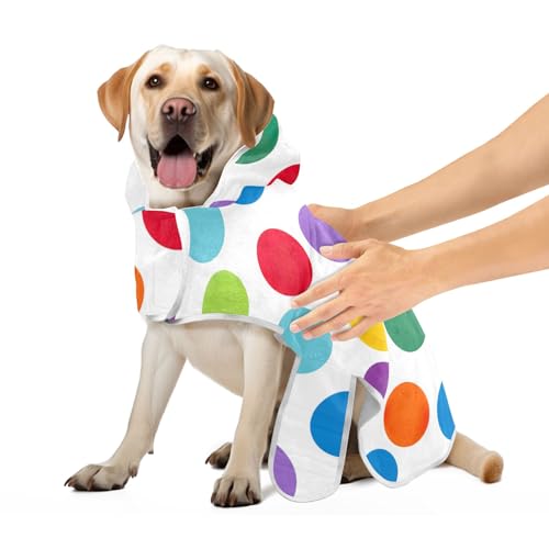 Rainbow Polka Dots Super Absorbent Dog Drying Coat Dog Clothing Machine Washable Fast Drying Dog Absorbent Towel, M von CHIFIGNO