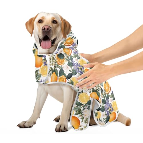 Robe for Pets Orange Citrus and Flowers Dog Towel Robe Absorbent Quick Drying Pet Dog Cat Bath Robe Towel Cute, M von CHIFIGNO