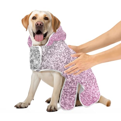 CHIFIGNO Silber Rosa Glitzer Haustier Bademantel Weich Hund Trocknen Robe Super Saugfähig Schnell Trocknendes Hund Saugfähiges Handtuch S von CHIFIGNO