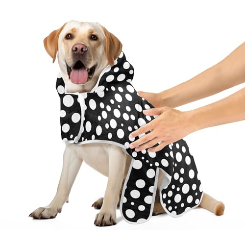 Weiß Polka Dots Schwarz Saugfähig Hund Trocknen Mantel Hund Kleidung Maschine Waschbar Schnell Trocknen Hund Baden Liefert, S von CHIFIGNO