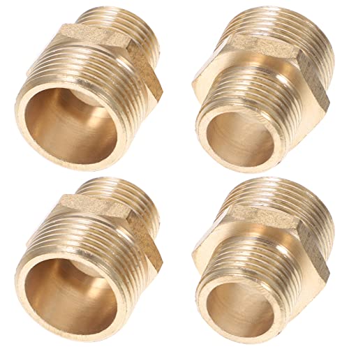 CHILDWEET 4 Stück Reduzierstück aus Messing wasserschlauch Adapter Messing Schlauchanschluss Propan Ventil verbinden Schnellkupplung für Gartenschläuche 3/4 auf 1/2 Adapter Messing Golden von CHILDWEET