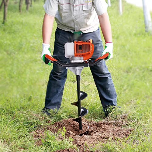 CHIMHOON 2.3PS Benzin Erdbohrer Erdbohrgerät Erdlochbohrer Pfahlbohrer Eisbohrer 3 Bohrer Set Geeignet für die Installation von Zaunpfählen, Versorgungsmasten, Bäumen und Sträuchern von CHIMHOON