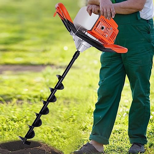 CHIMHOON Benzin Erdbohrer Benzin-Pfostenlochbohrer, Erdbohrer, Zaunbohrer mit 3 Bohrern 100/150/200 mm Universal-Gartenerdebohrer mit 20MM Durchmesser Abtriebswelle von CHIMHOON