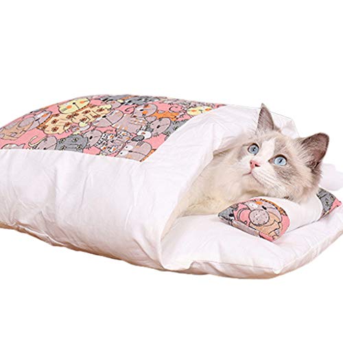 CHIZISX Katzenbett, Haustierbett für Katzen und Hunde, weich, warm, Katzenschlafsack, Welpenhaus, wärmend und gemütlich, Winter, warmes Katzenbett, gemütliches Katzenbett von CHIZISX