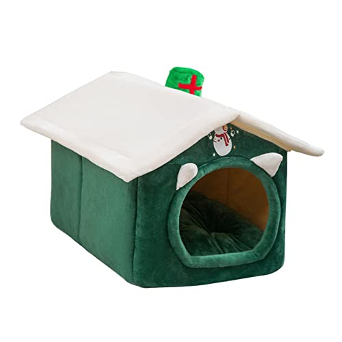 CHIZISX Katzenbett, weiches Katzenbett, Schlafbett, für Hunde und Katzen, Winterhaus, Weihnachten, geschlossenes Haustierzelt für Kätzchen, Welpen, Schlafzubehör von CHIZISX