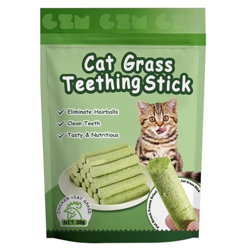 CHIZISX Katzenminzen Gras Snacks Für Katzen Haarballen Entfernung Katzen Gras Beißstab Gefriergetrocknete Snacks Zahnpflege Für Katzen Backenzahnstange von CHIZISX