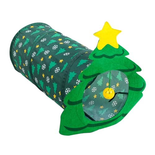 CHIZISX Katzenspielzeug, Katzentunnel-Spielzeug mit Stangen, Spielrohr, knisternder Weihnachtsbaum-Tunnel für Innenkätzchen, 50,8 cm von CHIZISX