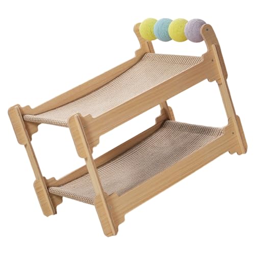 Stabiles Katzenbett, 2-stufiges Design, Sisalpfosten, Holzsockel, Haustier-Ruhehaus, Möbelschutz, Katzenbaum Stabiles Katzenbett, 2-stufiges Design, Sisalpfosten, Holzsockel, Haustier-Ruhehaus, Möbelschutz, Katzenbaum von CHIZISX