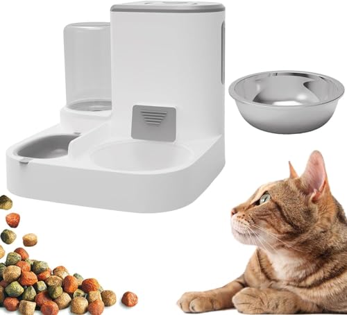 Automatischer Futterspender für Hunde und Katzen, 2-in-1, automatischer Hundefutterspender, Wassernapf – automatischer Futterspender für Katzen, automatische Haustiertränke,Grey von CHJJZXBF