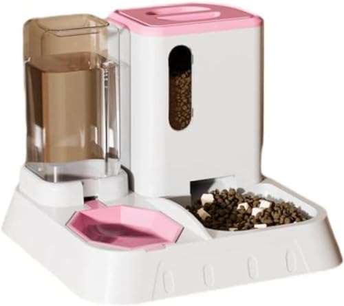 Neuer 2-in-1-Knabberei-/Katzenfutterspender, automatischer Futter- und Wasserspender für kleine Haustiere,Pink von CHJJZXBF
