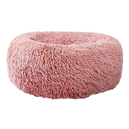 CHNNO1 40/60/80/100 cm rundes Kissen für Welpen, superweiches Plüsch, Hundehütte, tragbares Tierschlafzubehör, Katze, Winter, Warmbett, 60 cm, Rosa von CHNNO1