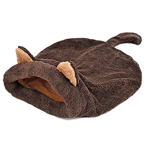 CHNNO1 Katzen-Schlafsack, selbstisolierender Kätzchensack, Katze, Katzenbett, Welpen, kleines Stoßfängerbett, superweich, magischer Schlafsack, grau-braun von CHNNO1