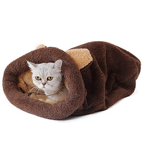 CHNNO1 Süßer Katzenschlafsack, warmes Hunde- und Katzenbett, niedliches Design, 4 Farben, XL, Braun von CHNNO1