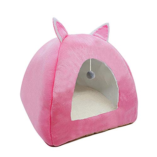 Katzenbett Winter Tiefschlaf Komfort Katzenkissen Produkt Kissen Korb Haustierzelt Bequem Höhlenbett Indoor M-fitfor3kgpet Rosa von CHNNO1