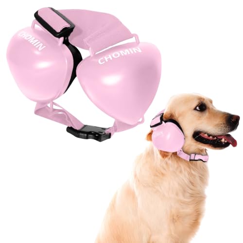 CHOMIN Hundeohrenschützer für Lärmschutz, 29dB NRR Hundeohrenschützer, Noise Cancelling Kopfhörer für Hunde, Hundeohrstöpsel zum Gehörschutz vor Donner, Staubsauger, Feuerwerk (Rosa, Medium) von CHOMIN