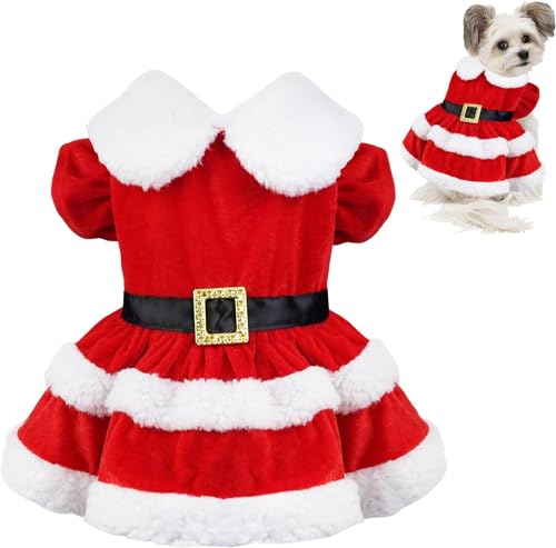 Hundekostüm Weihnachten, Hunde Weihnachtskostüm, Rot Weihnachtskostüm Hund, Haustier Weihnachtskostüm Größe L, Weihnachtskleidung Hund, Weihnachtsoutfit Hund für Kleine Mittelgroße Hunde von CHONGQILAO