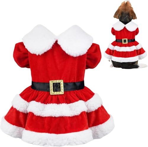 Hundekostüm Weihnachten, Hunde Weihnachtskostüm, Rot Weihnachtskostüm Hund, Haustier Weihnachtskostüm Größe XL, Weihnachtskleidung Hund, Weihnachtsoutfit Hund für Kleine Mittelgroße Hunde von CHONGQILAO