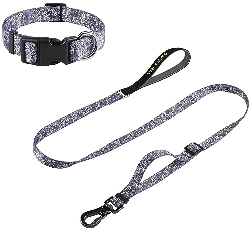 Hundehalsband und Hundeleine Set Einstellbar Nylon für Kleine Mittlere Hunde Training,Lila-L von CHOOSEONE